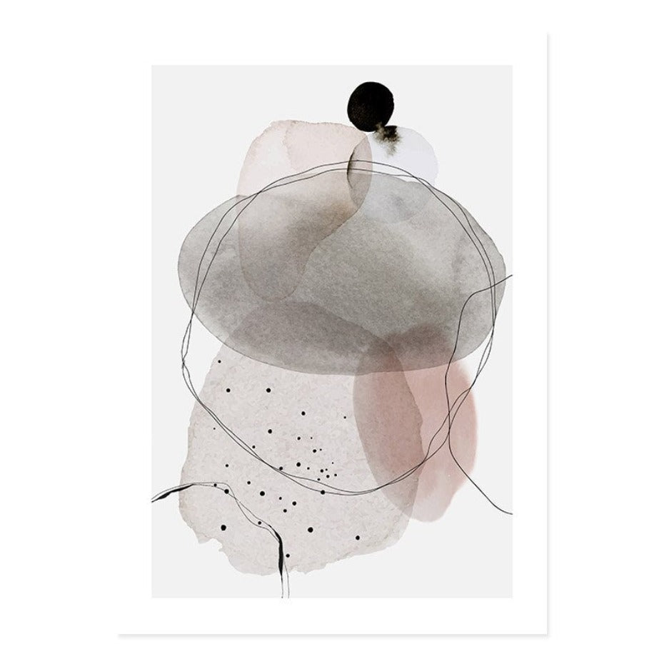Dark Abstract Watercolor Circles - Canvas Wall Art Print