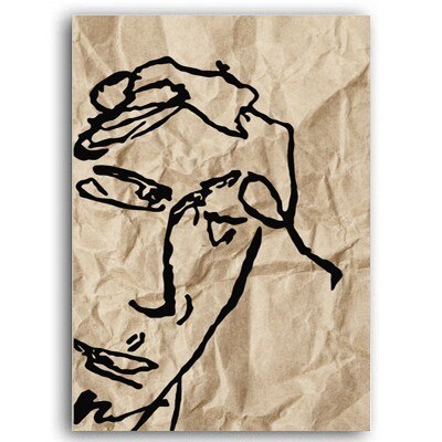 Vintage European Matisse Line Figure - Canvas Wall Art Print
