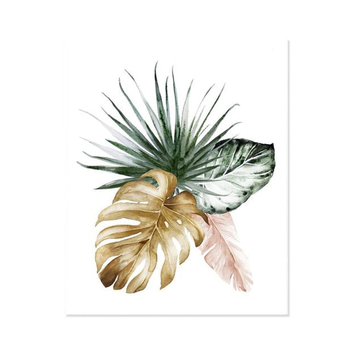 Tropical Botanical Green Leaves - Canvas Wall Art Print