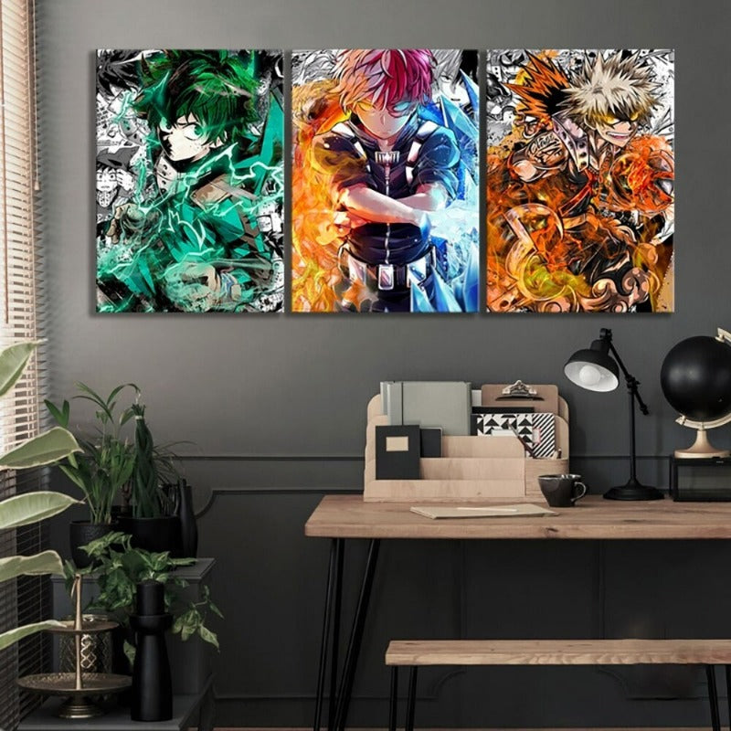 My Hero Academia Anime- 3 Pieces Canvas Wall Art Modular Pictures Posters